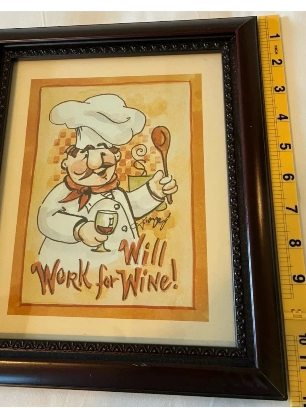 Whimsical Italian Decor Chef Illustration Wall Art Print in Cream and Brown